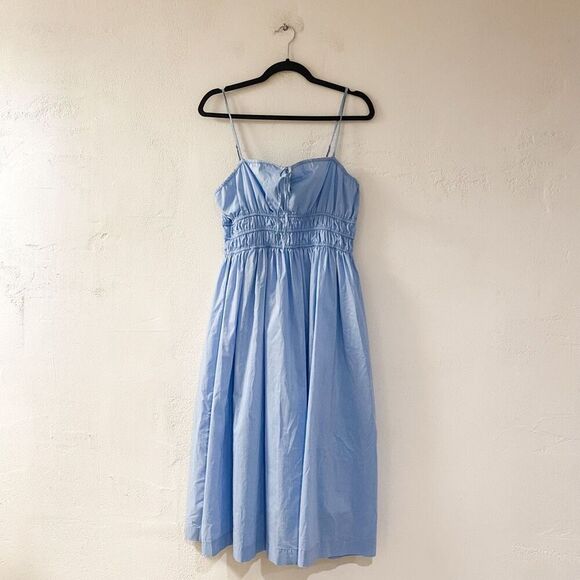 Anthropologie Smocked Midi Dress in Blue Medium - Picture 2 of 8